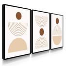 Quadro Conjunto Trio Boho Chic Neutro 55x40 Com Moldura