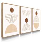 Quadro Conjunto Trio Boho Chic Neutro Kit 55x40 Com Vidros