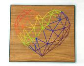 Quadro coração poligonal mdf