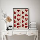 Quadro Corações Com Olhos - Amour 45x34cm - com vidro