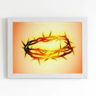 Quadro Coroa de Espinhos Jesus Cristo Moldura Branca 60x40cm