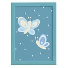 Quadro Coruja Baby Azul Borboletas Moldura Azul 22x32cm Quadro Coruja Baby Azul Borboletas Moldura Azul 22x32cm