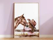 Quadro Cowgirl Boiadeira Cavalo Rodeio Quarto Menina Decoração Ref 01