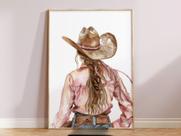 Quadro Cowgirl Mulher Boiadeira Cavalo Rodeio Quarto Decoração