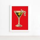 Quadro Cozinha Bebidas Drink 04 Moldura Branca 22x32cm