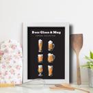 Quadro Cozinha Cerveja Glass & Mug 22x32cm Moldura Branca