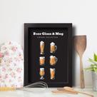 Quadro Cozinha Cerveja Glass & Mug 22x32cm Moldura Preta