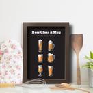 Quadro Cozinha Cerveja Glass & Mug 33x43cm Moldura Marrom