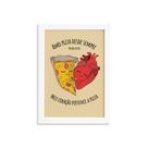 Quadro Cozinha Frase Amo Pizza Moldura Branca 22x32cm