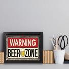 Quadro Cozinha Frase Cerveja Beer Zone 33x43cm Moldura Preta