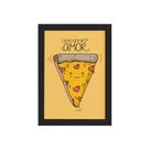 Quadro Cozinha Pizza Frase Amor Moldura Preta 22x32cm