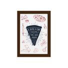 Quadro Cozinha Pizza Frase Slice a Day Moldura Marrom 22x32