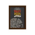 Quadro Cozinha Pizza Frase Tasty Moldura Marrom 22x32cm