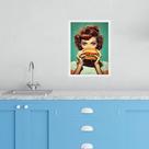 Quadro Cozinha Retro Pin Up Hamburger 45x34cm