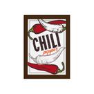 Quadro Cozinha Tempero Chili Pepper Moldura Marrom 22x32cm