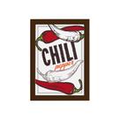 Quadro Cozinha Tempero Chili Pepper Moldura Marrom 22x32cm