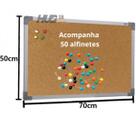 Quadro De Aviso Cortiça Aluminio 70X50cm Stalo +50 Alfinetes