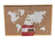 Quadro de Cortiça Mapa Mundi Viagem Decoração 40X60CM