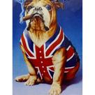 Quadro de Madeira Médio (42cmX30cm) Buldogue Inglês/Charuto/Reino Unido