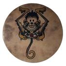 Quadro de Madeira Redondo Médio Macaco Aloha/Ilustração 30cm diâmetro