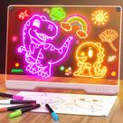 Quadro de notas LED Doodle Glow recarregável de 16 cm com luz de 7 cores Quadro de notas LED Doodle Glow recarregável de 16 cm com luz de 7 cores