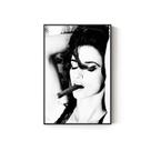 Quadro de pintura de parede preto branco fumando mulher 30x40cm
