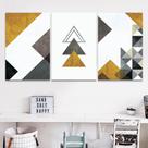 Quadro De Sala 120x60 Decorativo Abstrato Geométrico Amarelo