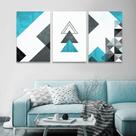 Quadro De Sala 120x60 Decorativo Abstrato Geométrico Azul