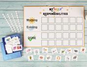 Quadro de Tarefas e Rotinas Diárias Infantis com Checklist para Manhã e Noite - Inkdotpot