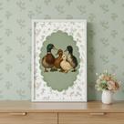 Quadro Decor Família Patinhos Vintage 33x24cm Mold Preta Vidro