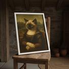 Quadro Decor Mona Lisa Mona Cat 33x24cm Mold Preta