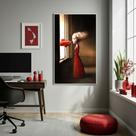 Quadro Decor Mulher Peixe Vermelho 70x50cm Mold Branca Quadro Decor Mulher Peixe Vermelho 70x50cm Mold Branca