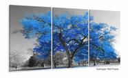 Quadro Decoração Arvore da Vida Azul 3 Peças 120x60 em tecido Quadro Decoração Arvore da Vida Azul 3 Peças 120x60 em tecido
