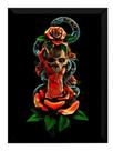 Quadro Decoração Estúdio Tatuagem Arte Cobra Rosas Cranio