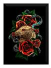 Quadro Decoração Estúdio Tatuagem Arte Leão Rosas Cobra