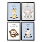 Quadro Decoração quarto infantil Safari Baby Aquarela Azul