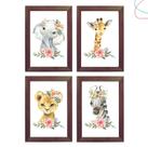 Quadro decoração quarto menina animais aquarela lacinho Quadro decoração quarto menina animais aquarela lacinho