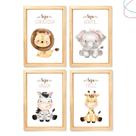 Quadro decoração quarto menina safari baby lacinho rosa