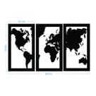 Quadro Decoração Vazado Mapa Mundi Mdf 6mm PRETO 200X120 CM