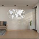 Quadro Decoração Vazado Mapa Mundi WORLD UNO BRANCO 100X54 CM