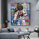 Quadro decorativo 1 peça 40x60 astronauta moderno abstrato colorido para casa sala quarto hall