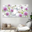 Quadro Decorativo 120x60 Mosaico Peonias Lilás Abstrato Sala