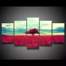 Quadro Decorativo 129x63 Sala Quarto Árvore Campo Vermelho 1