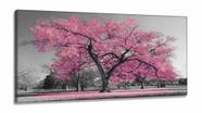 Quadro Decorativo 130x60 Sala Quarto Árvore Rosa Claro em Tecido Canvas
