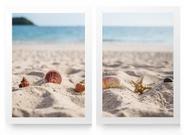 Quadro decorativo 2 pcs branco sand com vidro