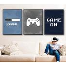 Quadro decorativo 3 peças 40x60 jogo gamer vídeo game para quarto menino