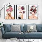 Quadro decorativo 3 peças 40x60 moderno estiloso abstrato mulheres flores rosas para sala quarto