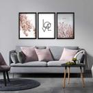 Quadro Decorativo 3 Telas Flores Cerejeira"