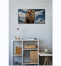Quadro Decorativo 40x60 Poesias do Alto Leão Céu Azul Harmonia e Beleza para Transformar Seu Ambiente