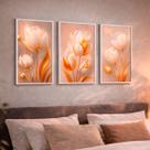 Quadro Decorativo 40x60cm Moderno Quadro Abstrato Quadro Flores Conjunto 3 Quadro Leão Decorativo